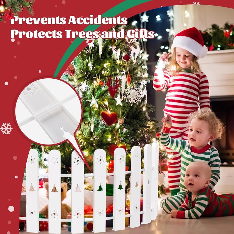 DEROFIT Christmas Tree Fences: 35 Pieces 16.5" Tall White DIY Christmas Tree Gate Picket Fence Border for Xmas Holiday Party Decoration - 4.6 x 16.5 Inches Decorative Plastic Tree Barrier - Image 4
